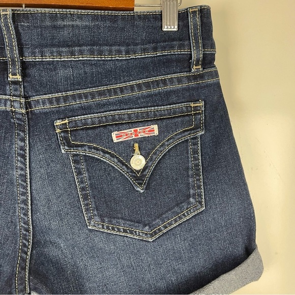 Hudson Jeans Ruby Cuffed Jean Shorts Dark Wash Denim Flap Pockets Size 30 - Picture 5 of 7